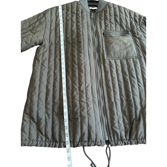 Topshop Quilted Oversized Bomber Liner Jacket  Charcoal Green Mob Wife 8-10 - Picture 12 of 13